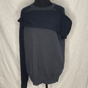 J.Crew Men's Cotton Cashmere Pullover Sweater Gray Navy Crew Neck Long Sleeve S